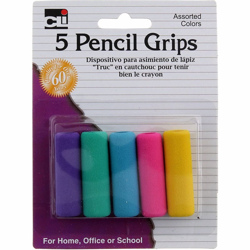 Charles Leonard Soft Cushioned Foam Pencil Grips, Assorted Colors, 5-Pack (80805) - Image 1